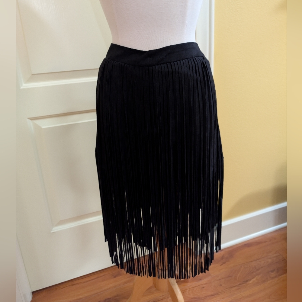 Vintage Black Fringe Skirt